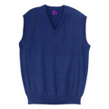 Men/Unisex V-Neck Fine Gauge Acrylic Vest - Navy Blue